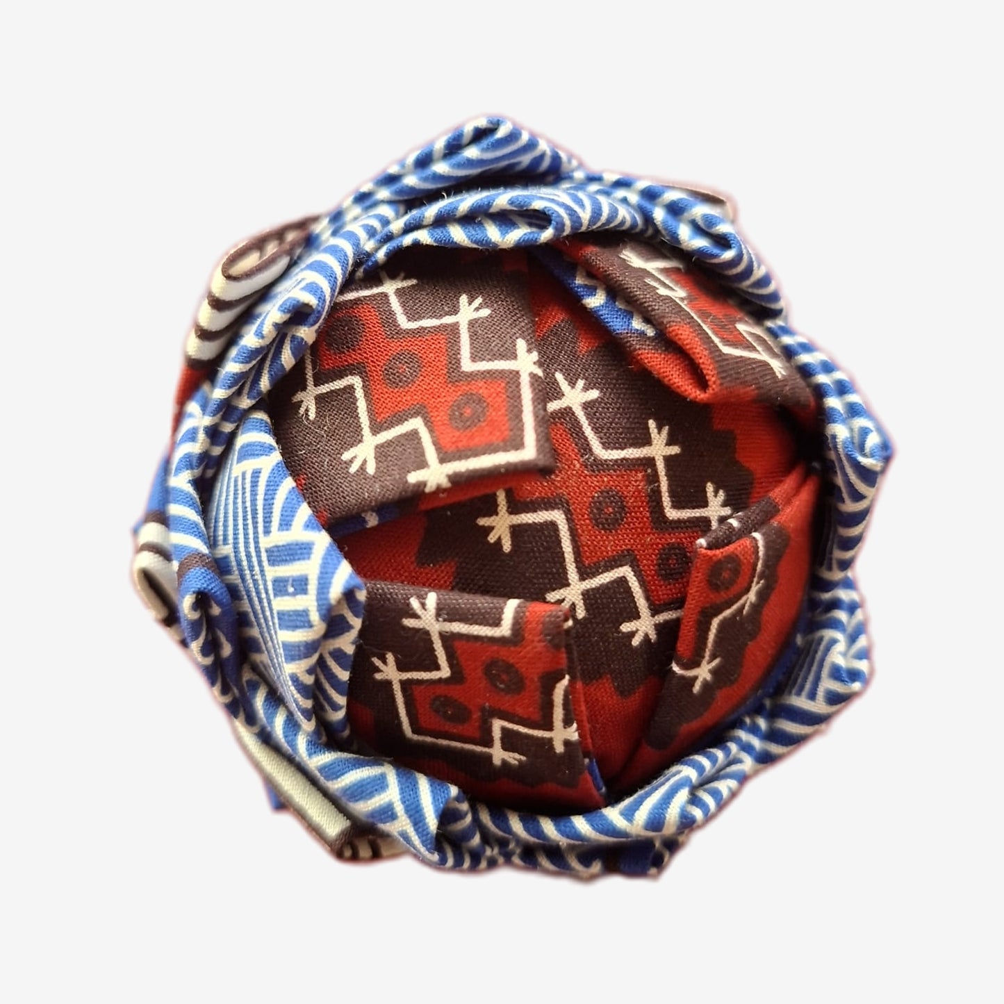 Bola de Natal Artesanal Efeito Pinha - Tons Azul e Castanho