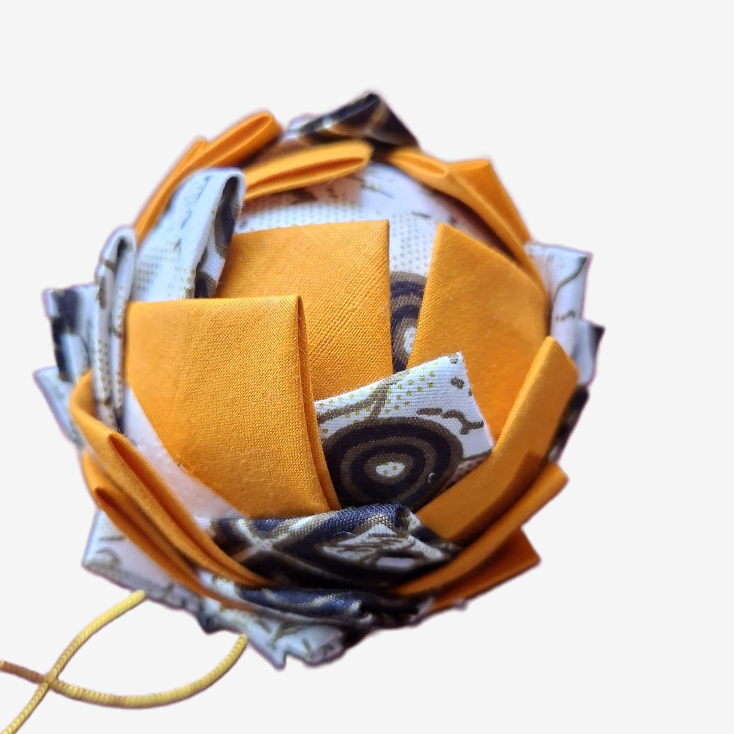 Handmade Christmas Ornament with Pinecone Effect - Shades of Orange and Brown