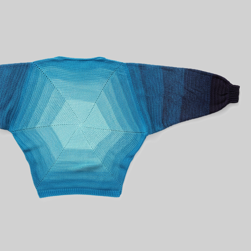 Blusa Hexágono em Crochê - Degradê Azul Oceano