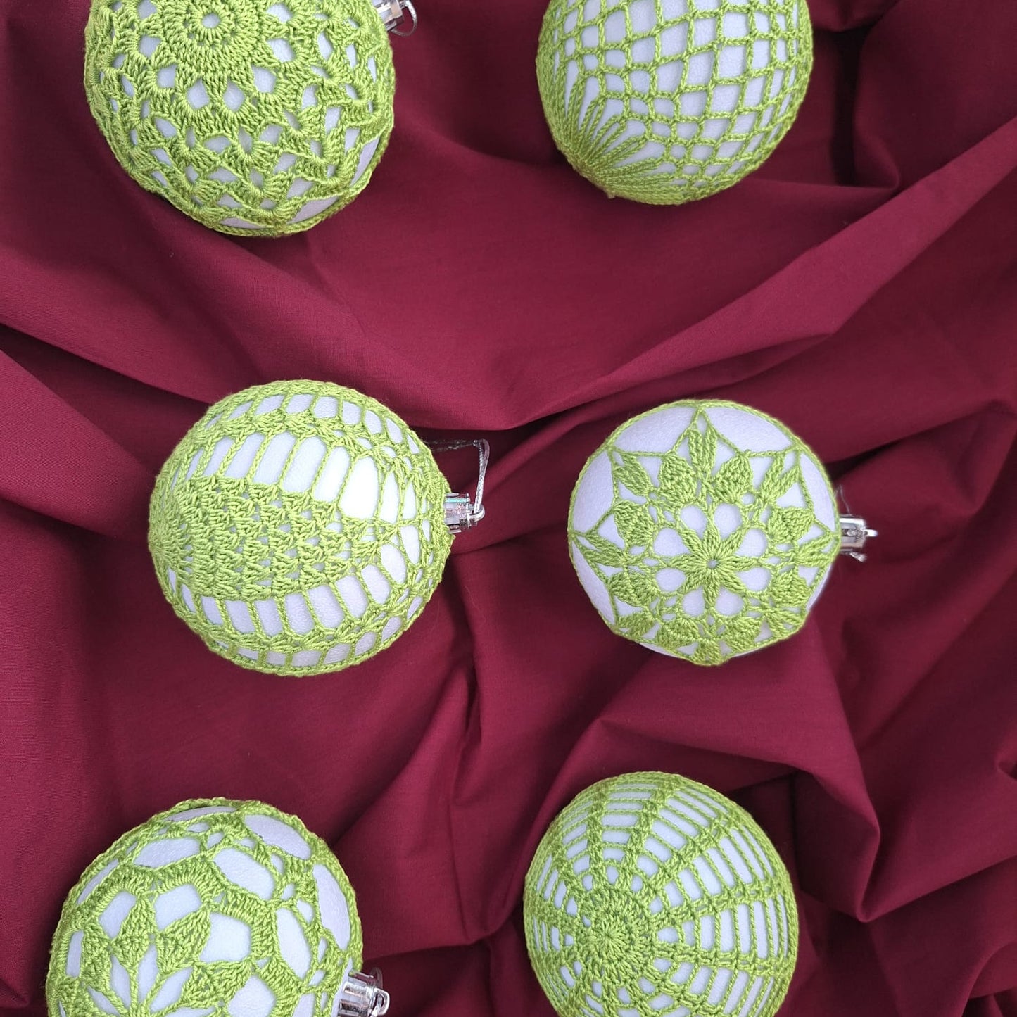 Bolas de Natal em Crochê Verde Lima