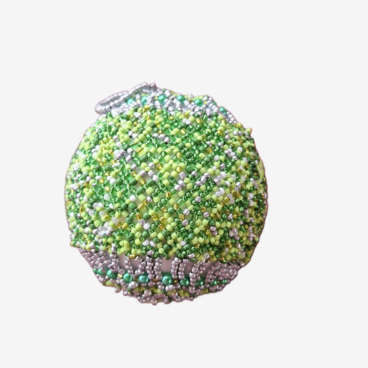 Bola de Natal Artesanal em Missangas - Tons de Verde