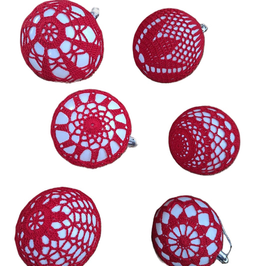 Bolas de Natal em Crochê Vermelho