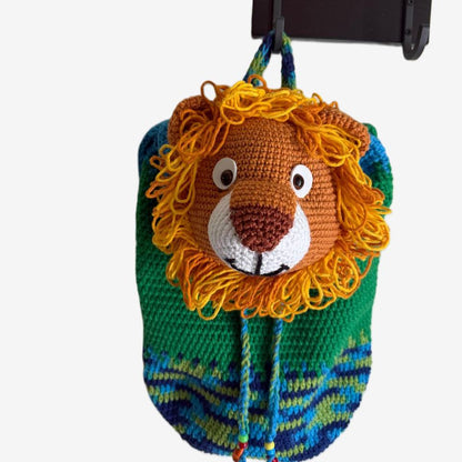 Mochila de Crochê Leão - Artesanal para Criança