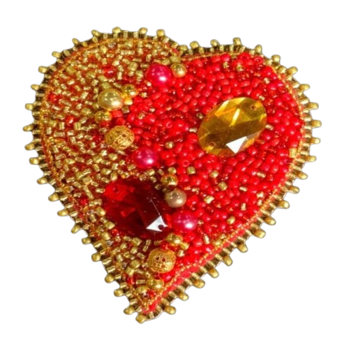 Pregadeira Coração Vermelho e Dourado