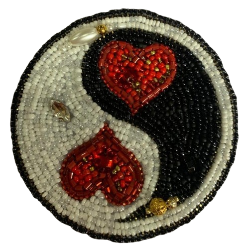 Pregadeira  Yin Yang com Corações