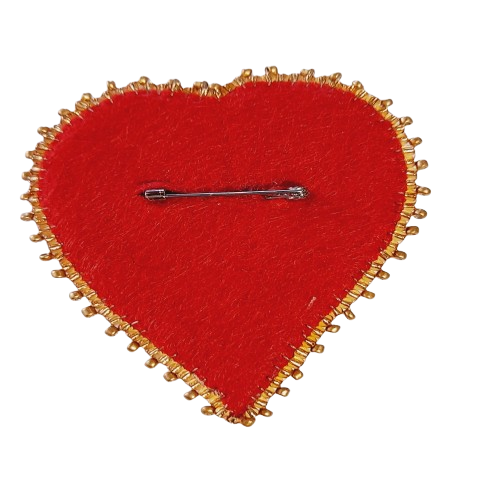 Pregadeira Coração Vermelho e Dourado