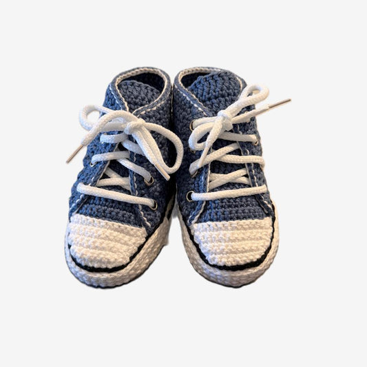Ténis de Bebé em Crochê Azul - Sapatinhos Artesanais