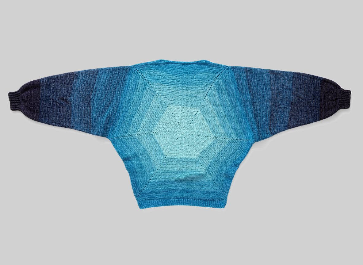 Blusa Hexágono em Crochê - Degradê Azul Oceano