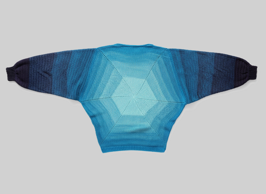 Blusa Hexágono em Crochê - Degradê Azul Oceano