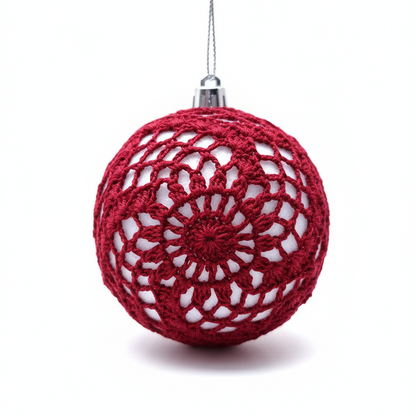 Bolas de Natal em Crochê Bordeaux