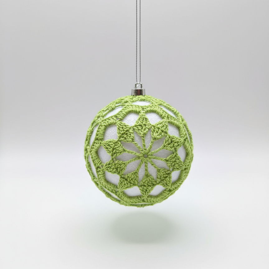 Bolas de Natal em Crochê Verde Lima