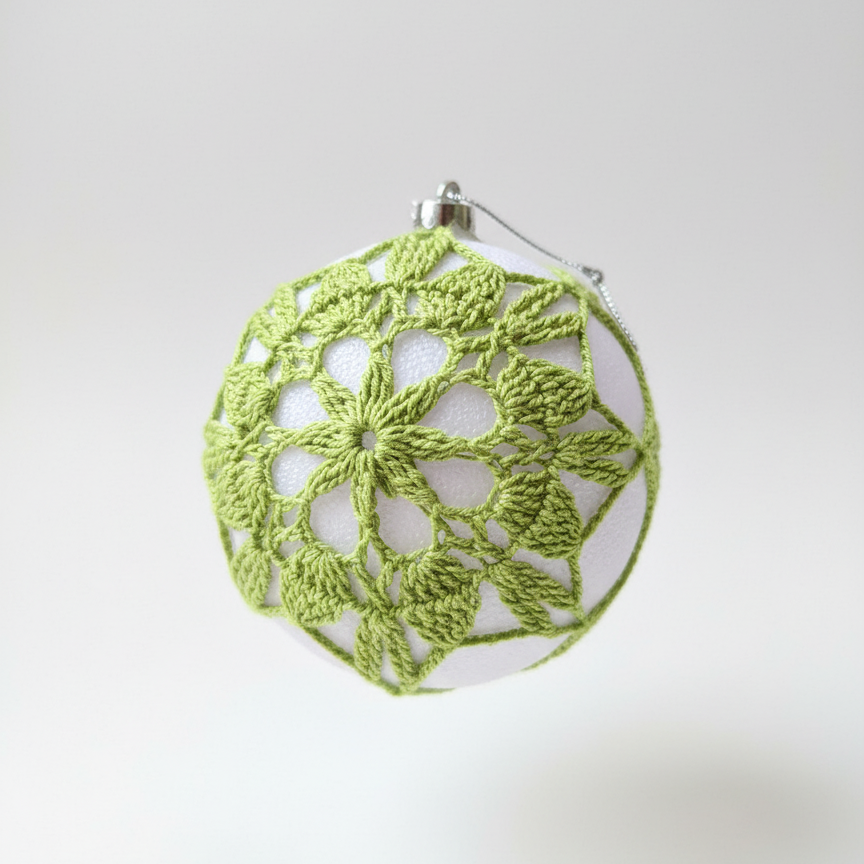 Bola de Natal em Crochê Verde Lima