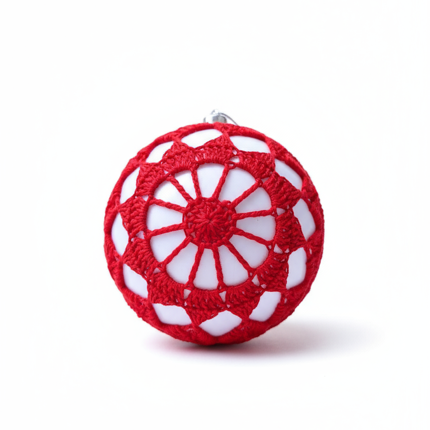 Bolas de Natal em Crochê Vermelho