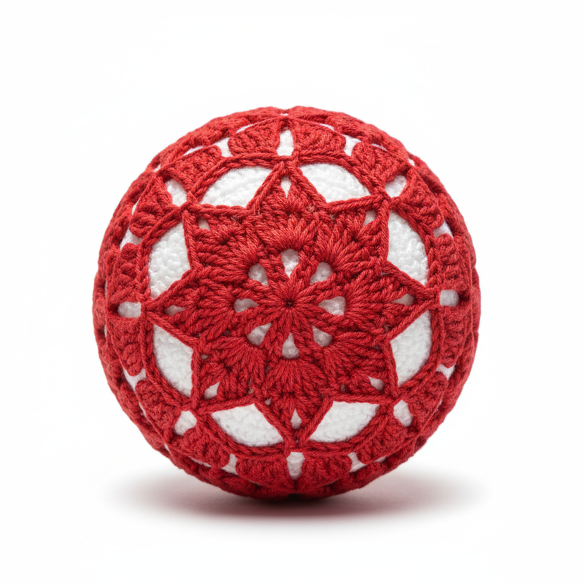Bolas de Natal em Crochê Vermelho