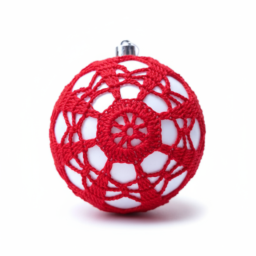 Bolas de Natal em Crochê Vermelho