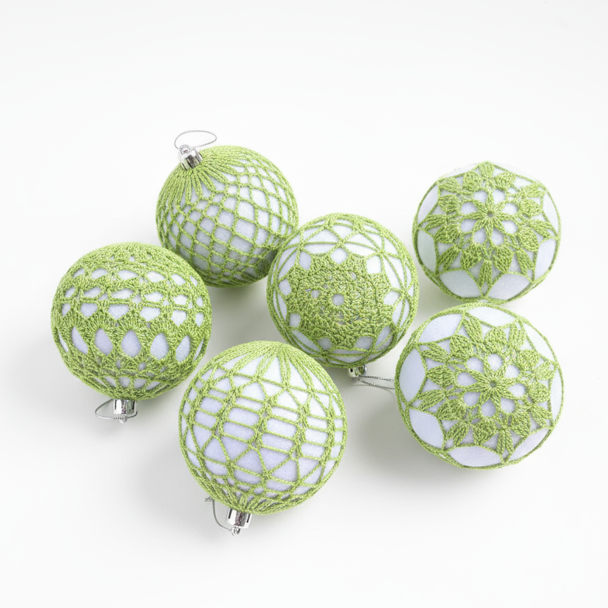 Bolas de Natal em Crochê Verde Lima