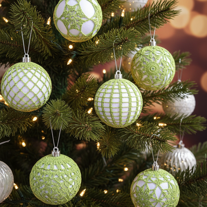 Bolas de Natal em Crochê Verde Lima